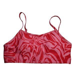 Shein Girl's Pink Fuchsia Swirl Print‎ Pull On Bralette Swim Bikini Top 160 / M